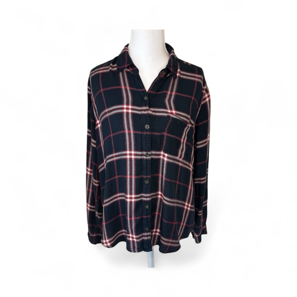 Abercrombie & Fitch Navy and Red Plaid Flannel Shirt